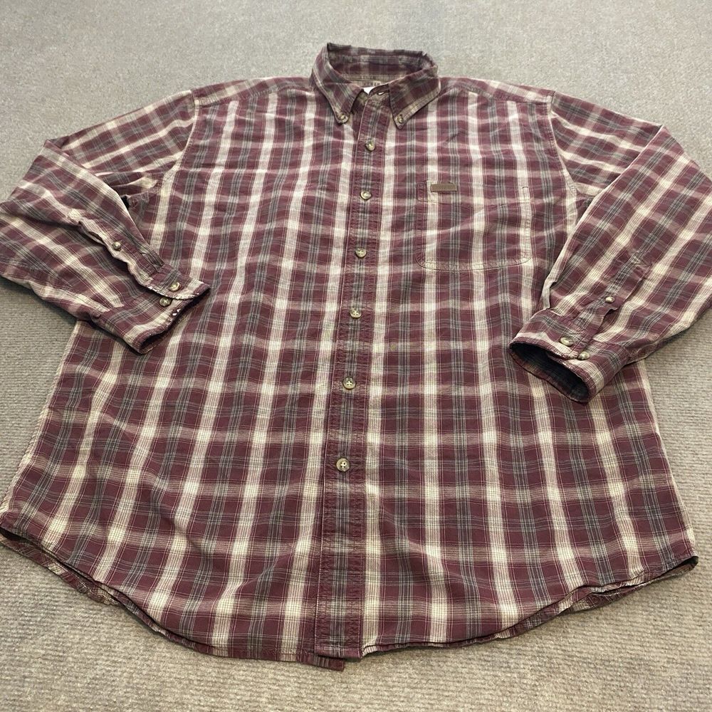 Vintage Carhartt Shirt Mens‎ Size Large Plaid Long Sleeve Distressed Grunge y2k